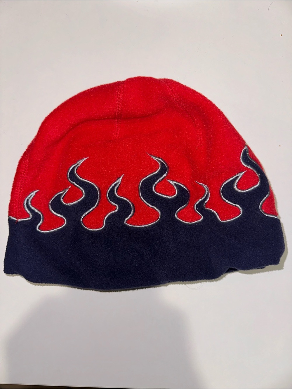 Y2K LL Bean Red and Navy Flame Beanie Kids Large
